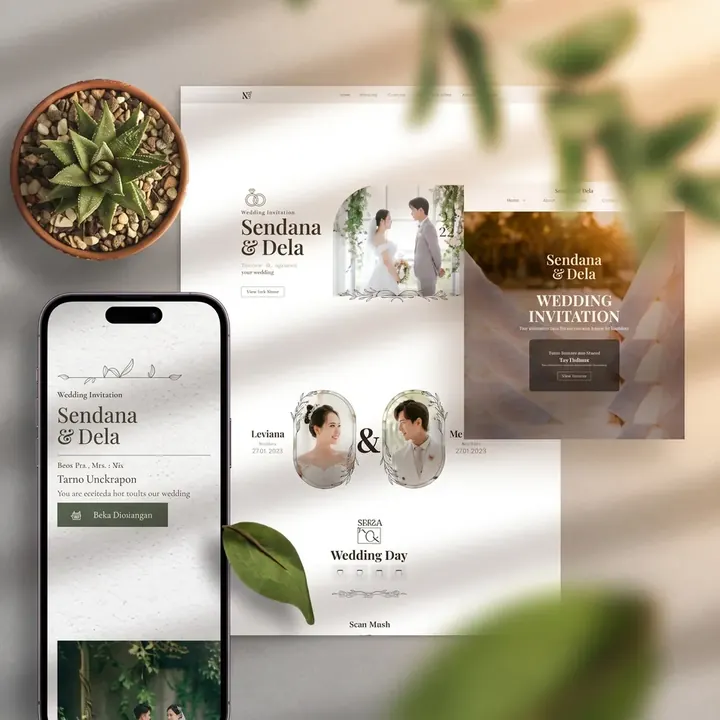 Inspirasi tema undangan digital minimalist yang bersih dan elegan